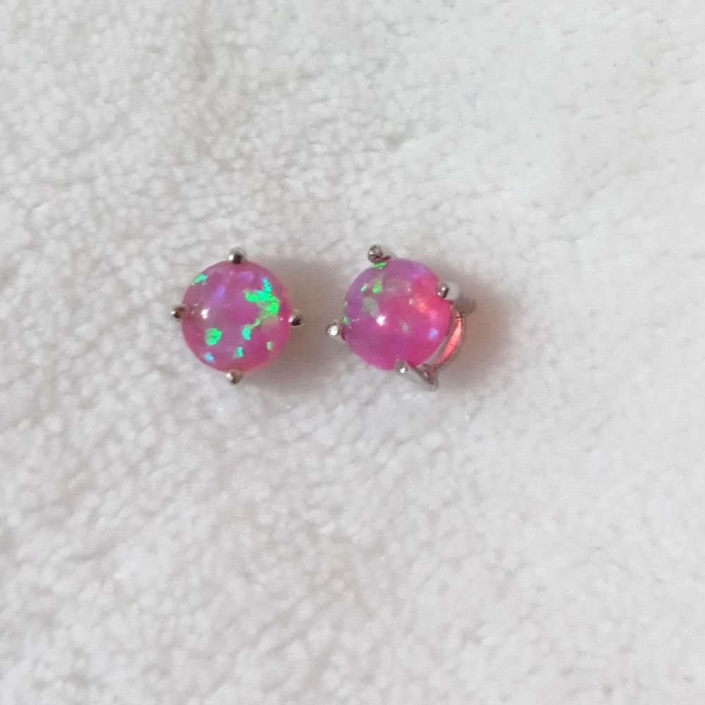 Pink opal earrings